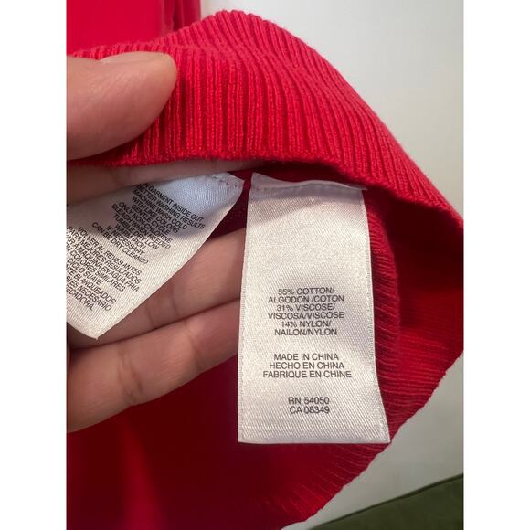 Anne Klein Red Preppy Cardigan Gold Buttons Cotton Size M - Picture 6 of 9